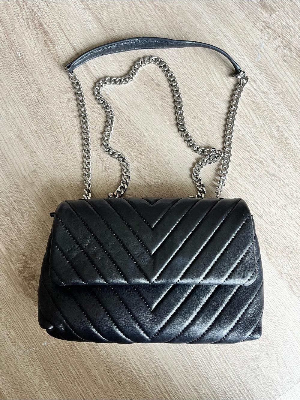 Quince Italian Leather Quilted Convertible Crossbody - Black / Silver